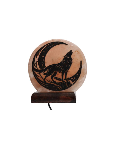 Lampe sel de l’Himalaya motif loup 10 x 6