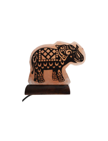 Lampada di sale dell'Himalaya motivo elefante 9 x 6