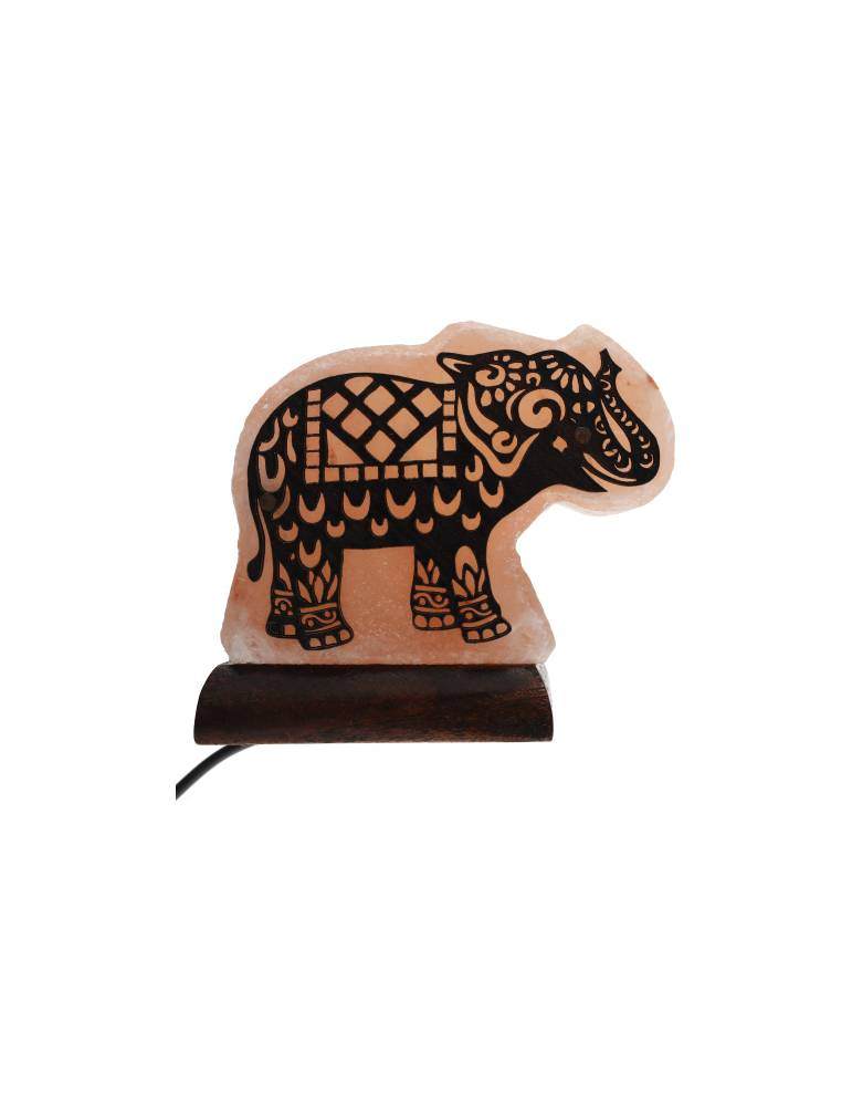 Lámpara de sal del Himalaya con diseño de elefante 9 x 6