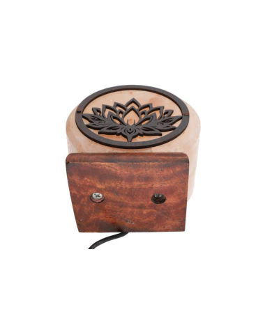 Lampe sel de l’Himalaya motif lotus 10 x 6