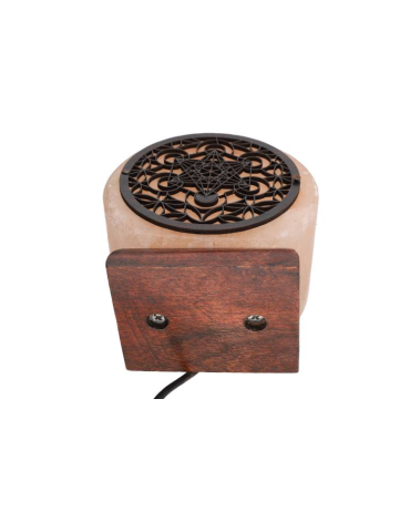 Lampe sel de l’Himalaya motif Métatron sur fleur 10 x 6
