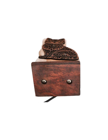 Lampe sel de l’Himalaya motif chat 1 12 x 6