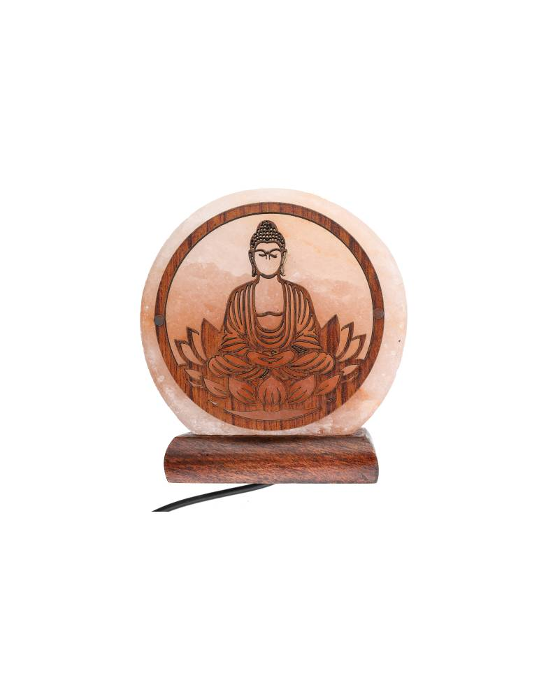 Lámpara de sal del Himalaya con diseño de Buda 10 x 6