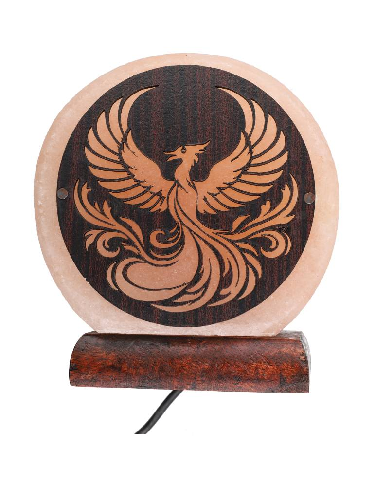 Lampe sel de l’Himalaya motif phœnix 10 x 6