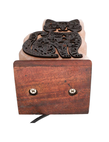 Himalaya-Salzlampe mit Katzenmotiv 2 12 x 6