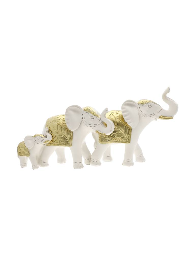 trío de elefantes blancos y dorados