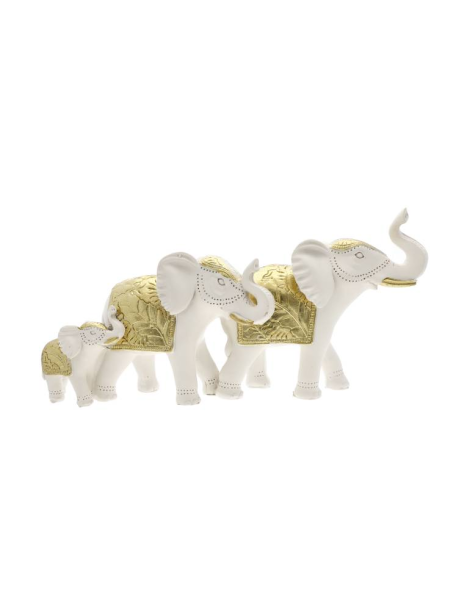 trio di elefanti bianchi e dorati