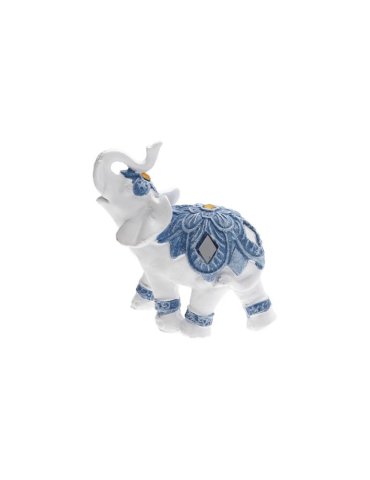 White elephant with blue caparison 8 cm