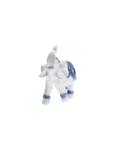 Eléphant blanc caparaçon bleu 8 cm