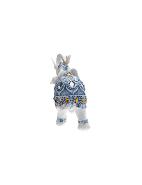 Elefante bianco bardato blu 12 cm