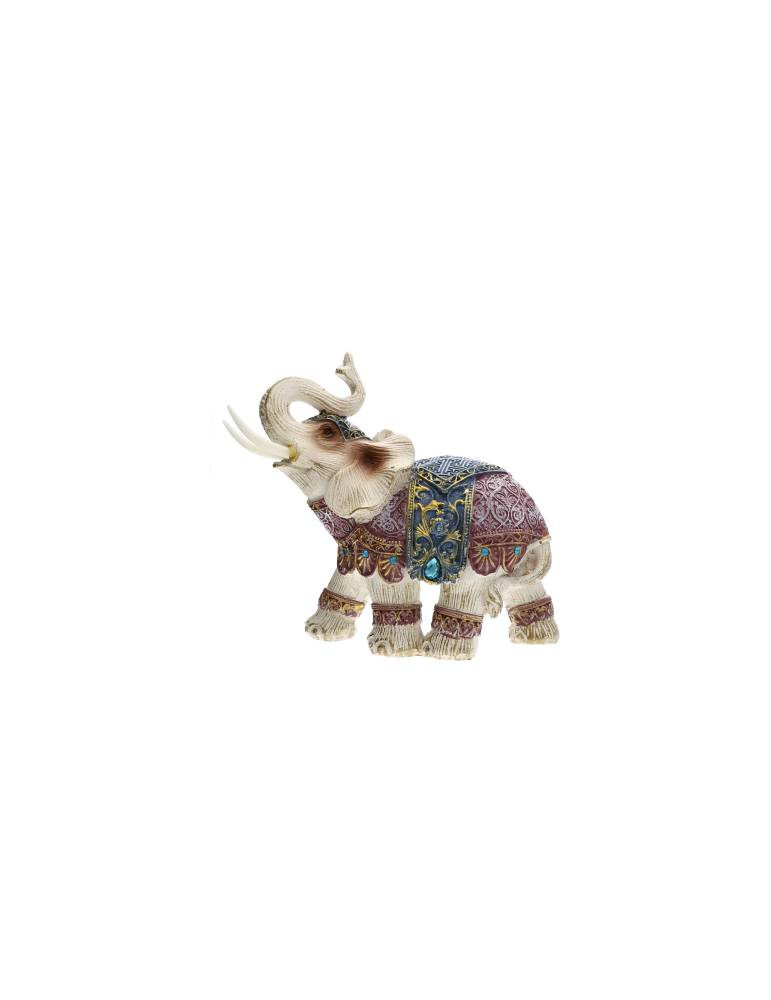 Elefante bardato blu viola 15 cm