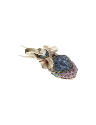 Elefante bardato blu viola 15 cm