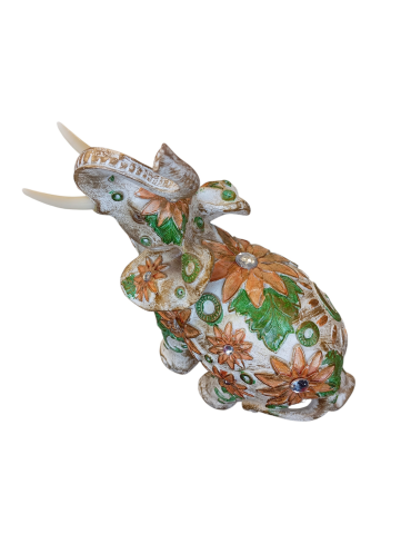 Elefante fiorito arancione verde 21 cm
