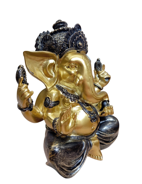 Ganesh dourado e preto 20 cm