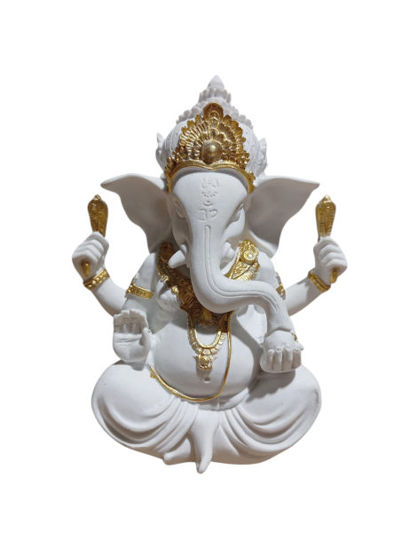White ceramic Ganesh 15 cm