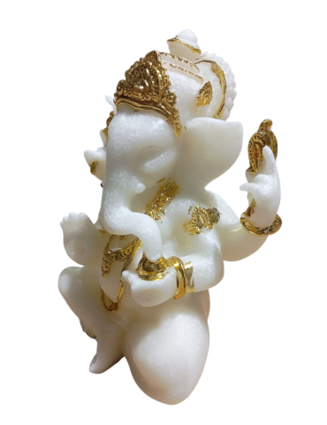 Ganesh blanc doré 17 cm