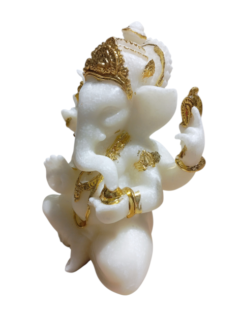 Ganesh bianco dorato 17 cm
