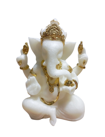 Ganesh bianco dorato 17 cm
