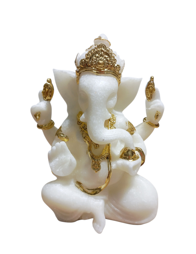 Ganesh bianco dorato 17 cm