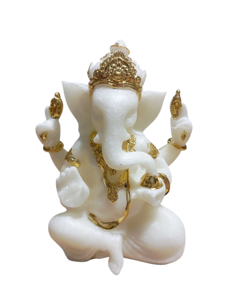 Ganesh blanc doré 17 cm