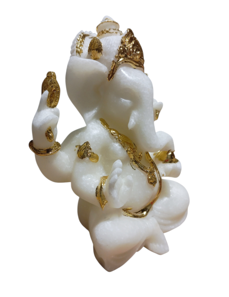 Ganesh bianco dorato 17 cm