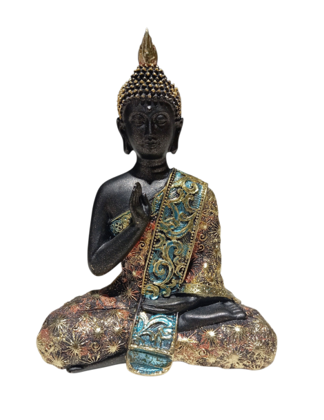Buda negro com manto estrelado 20 cm