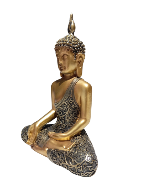 bouddha doré habit noir 25 cm
