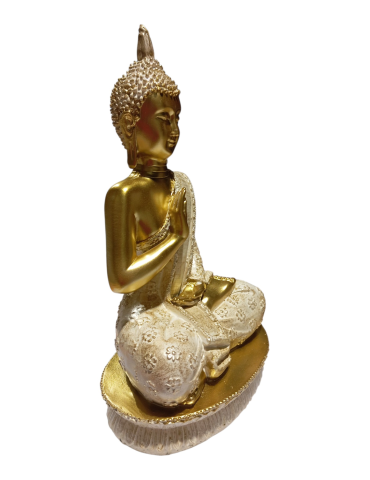 bouddha doré blanc sur socle 29 cm