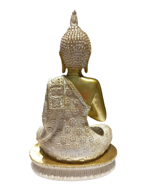 bouddha doré blanc sur socle 29 cm