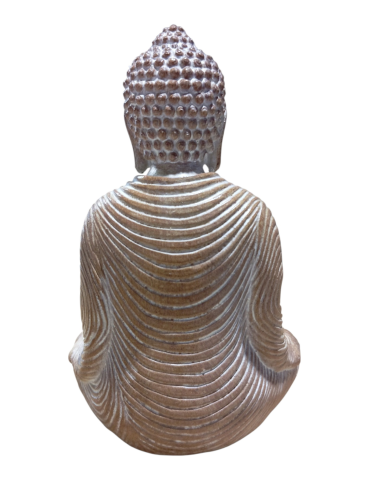 Bouddha beige patiné blanc 16 cm