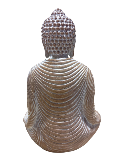 Beige Buddha patiniert weiß 16 cm