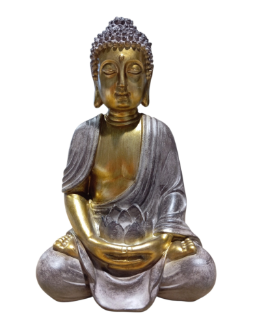 Brauner Lotus-Buddha 30 cm