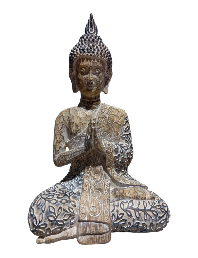 Buda aspecto madera tallada 22 cm