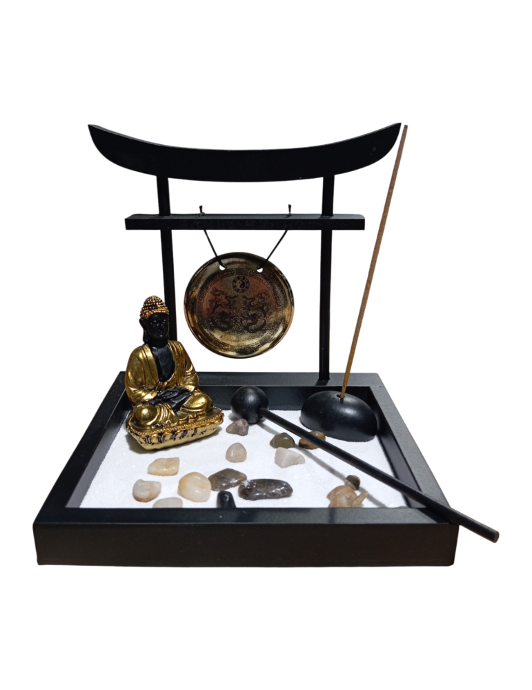 Jardin zen bouddha et gong 15 cm