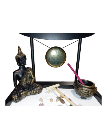 Jardin zen bouddha gong et chaudron 18 x 22 cm
