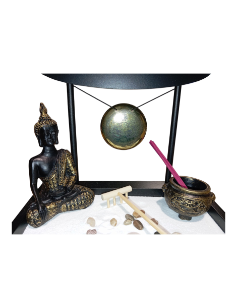 Zen-Garten Buddha Gong und Kessel 18 x 22 cm