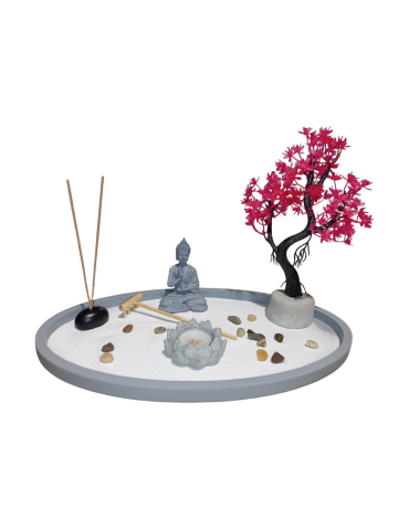 Zen-Garten mit blühendem Kirschbaum, 34 cm