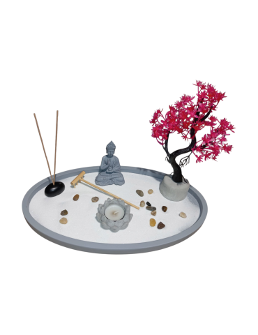 Zen-Garten mit blühendem Kirschbaum, 34 cm