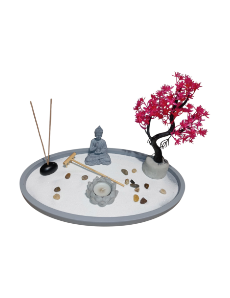 Zen-Garten mit blühendem Kirschbaum, 34 cm