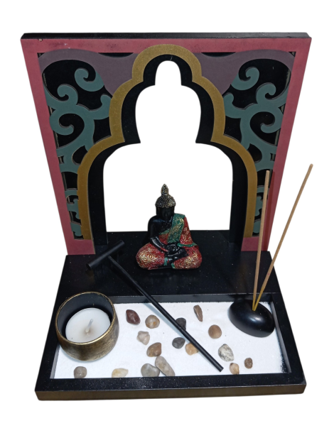 Jardin Zen Bouddha arche coloré