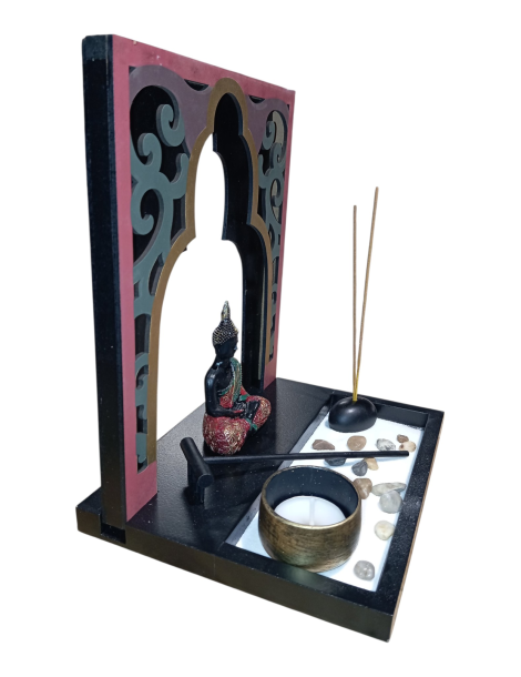 Jardin Zen Bouddha arche coloré