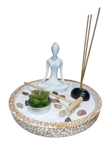 Jardín Zen blanco mujer yogui