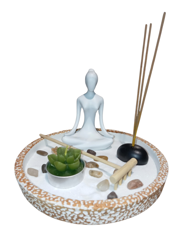 Jardín Zen blanco mujer yogui