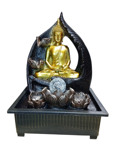Fontaine XL bouddha doré bac noir