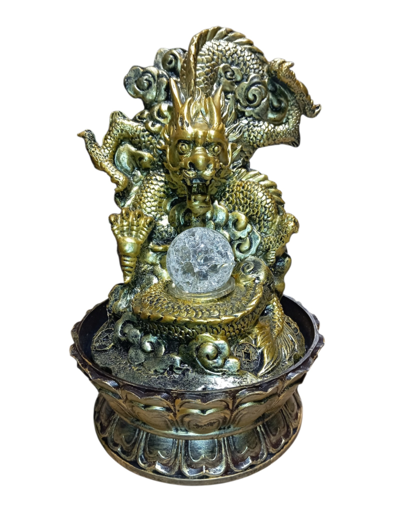 Fontaine dragon doré 30 cm