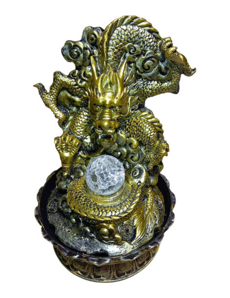 Fontaine dragon doré 30 cm