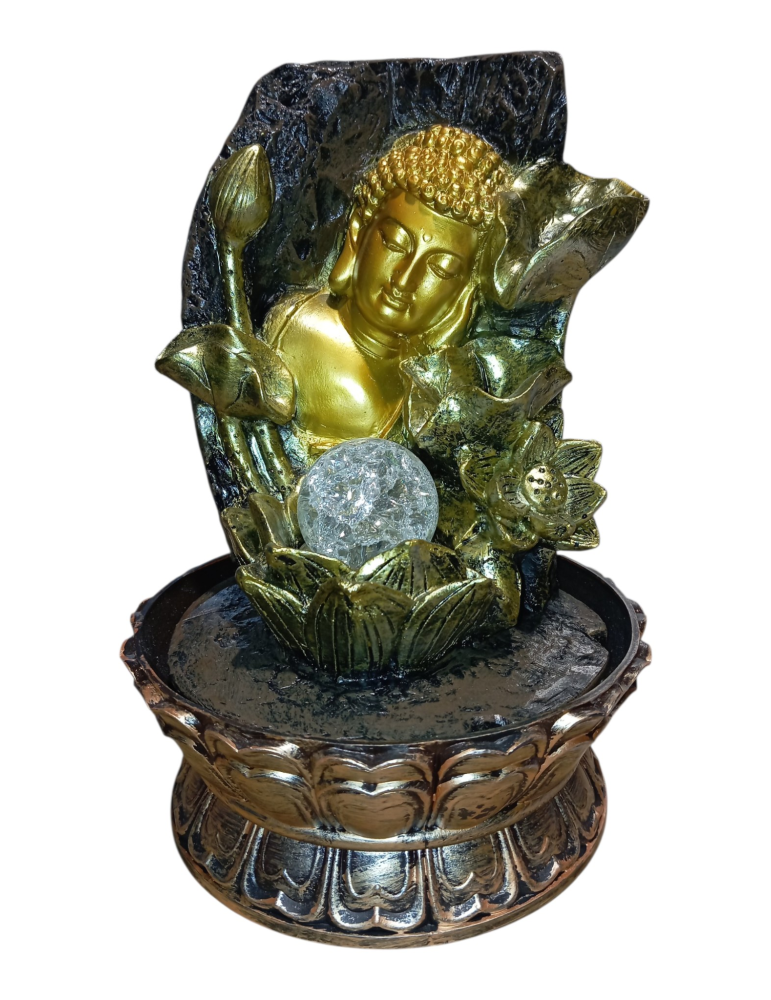 fontaine bouddha décor floral 29 cm
