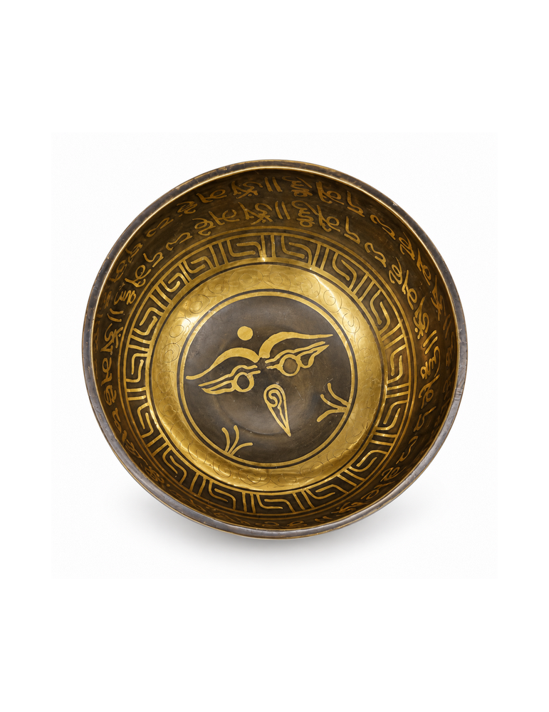Tigela Tibetana de Canto Mantra gravada de 12 cm