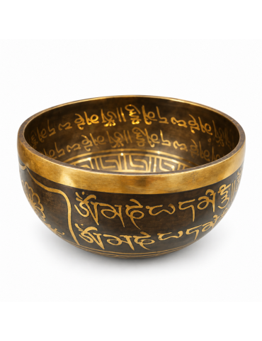 13 cm Tibetan Singing Bowl Engraved Mantra