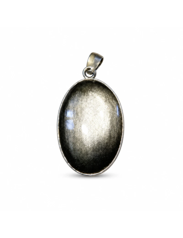 Pingente cabochão de obsidiana prateada AA